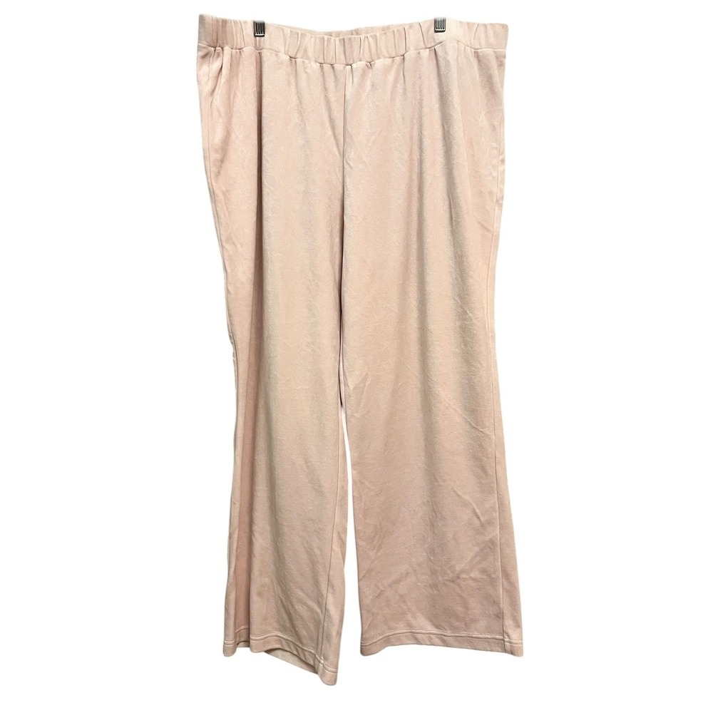 Lauren Ralph Lauren Velour Pants Women 2X Pink Wide Leg Lounge Quiet Luxury Soft